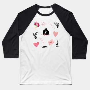 Love stickers valentines day pattern Baseball T-Shirt